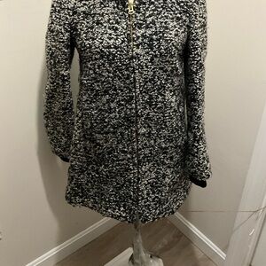 Black and white marled wool coat
